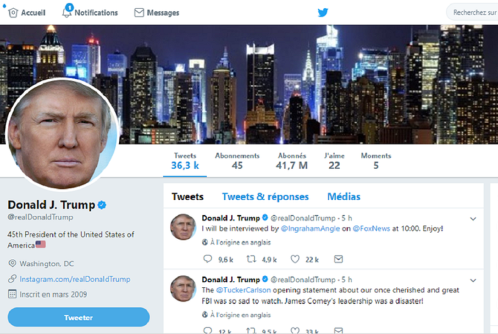 Compte Twitter Donald Trump