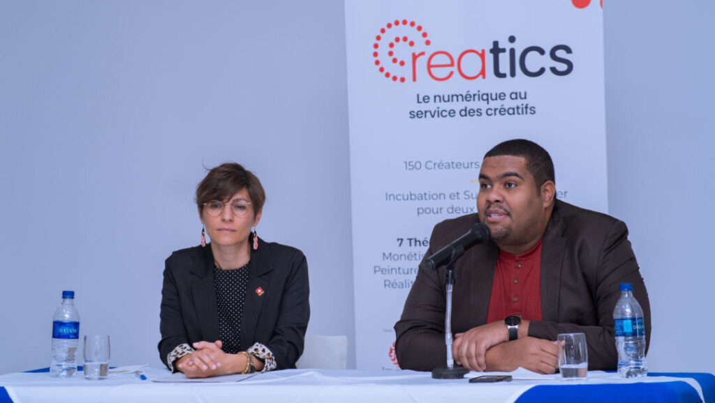 La chargée d’affaires A.I de l’Ambassade de Suisse en Haïti, Céline Maye et le PDG de Banj, Marc Alain Boucicault.